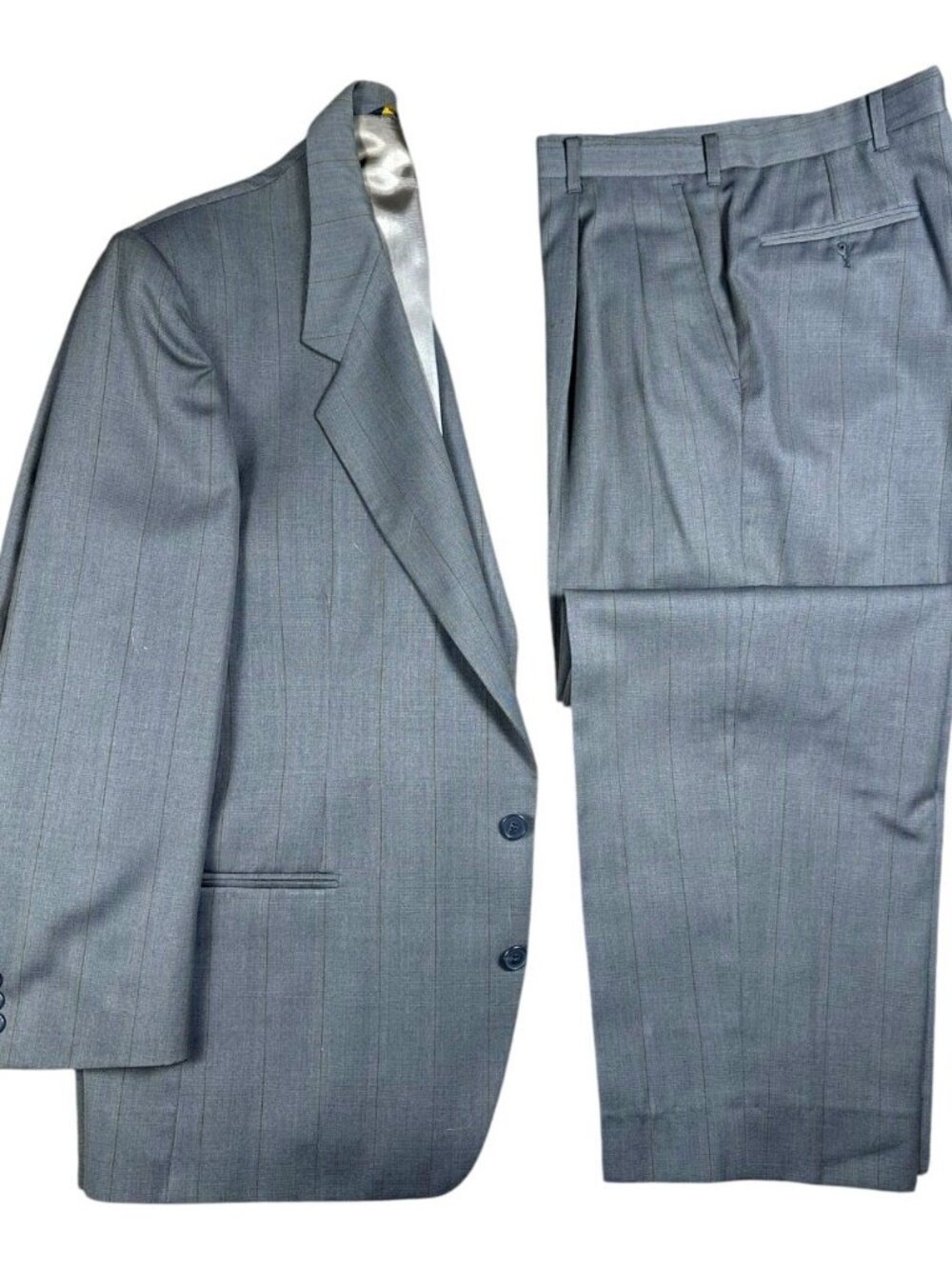 Nino Cerruti Suit Mens 38x29 Vintage Gray Wool Pinstripe 2pc Jacket Trousers USA